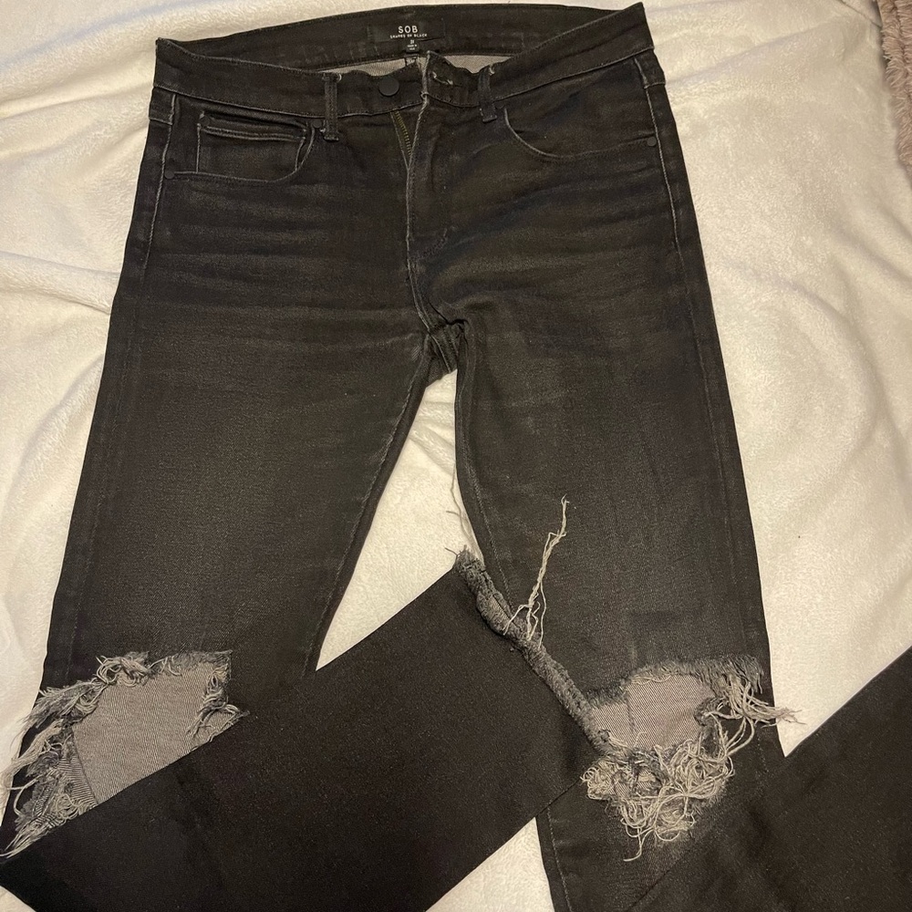 Distressed Black Mens Jeans